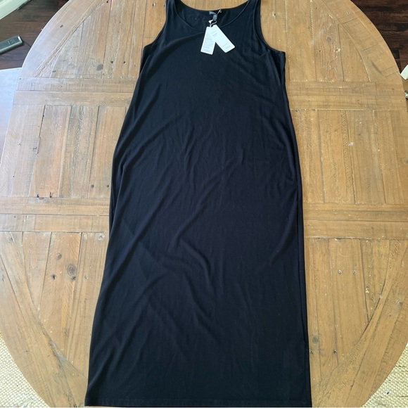 Eileen Fisher System Dress Viscose Jersey Tank Dress Large Black NWT Minimalist - Picture 2 of 8